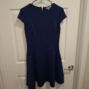 Danny & Nicole Size 4 Navy Blue Gold Back Zipper Fit Flare Dress